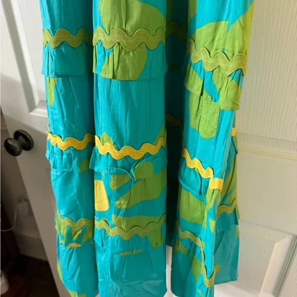 J. Marie Floral Blue and Green Maxi Dress - Picture 3 of 6